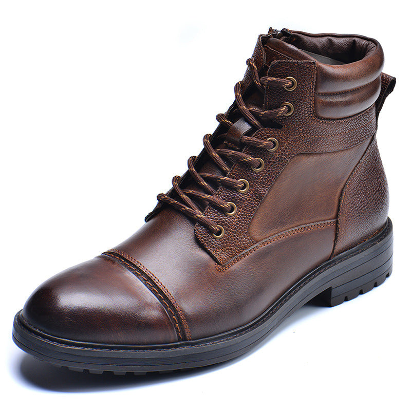Fashion Simple Men's Top Layer Cowhide Leather Boots