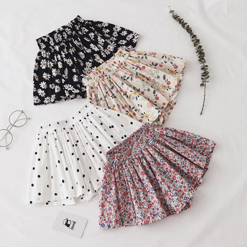Girls Shorts Cute Western Style Thin Cotton Wide Legs