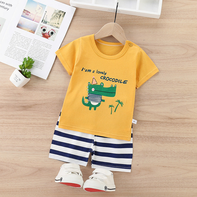 Children's Cotton Short-Sleeved Shorts Thin Suit
