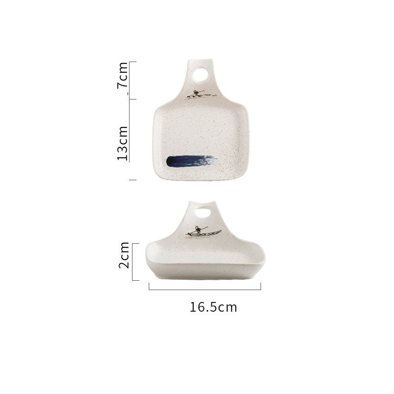 Japanese Style Single Handle Ceramic Plate Household Creative Dining Table