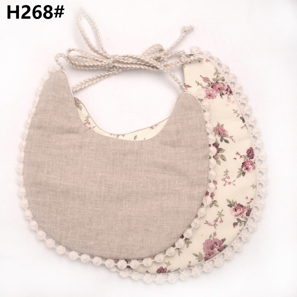 Cotton and linen two-layer saliva towel bib bib