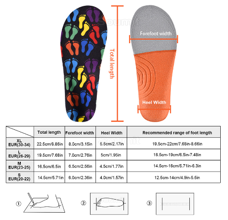 Breathable baby insoles can be cut for men and women