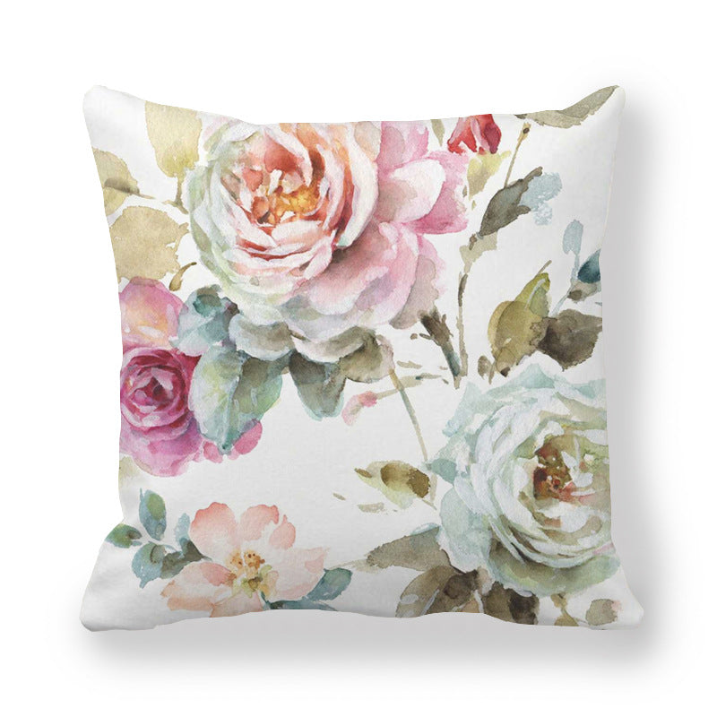 Butterfly Flower Pattern Encrypted Peach Skin Pillowcase