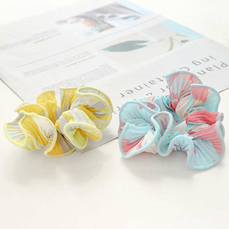 Pleated Color Tie Dye Large Intestine Ring Japanese And Korean Temperament Girl Head Rope Hair Accessories