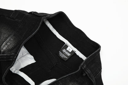 Real Shot American Retro Cute Bow Denim Trousers