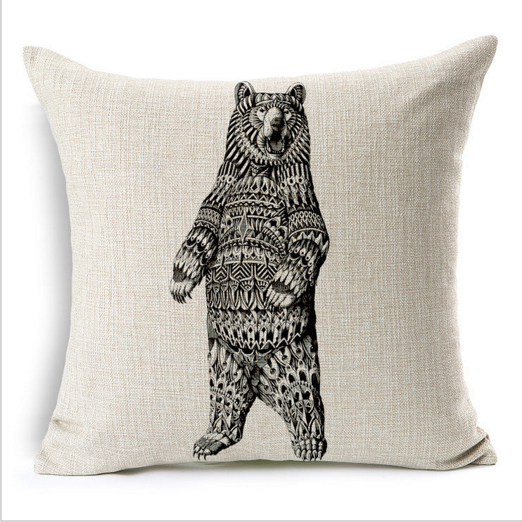 Simple Elephant Cotton Linen Pillowcase Cushion