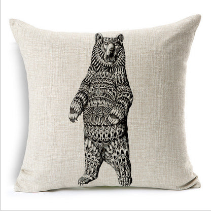 Simple Elephant Cotton Linen Pillowcase Cushion