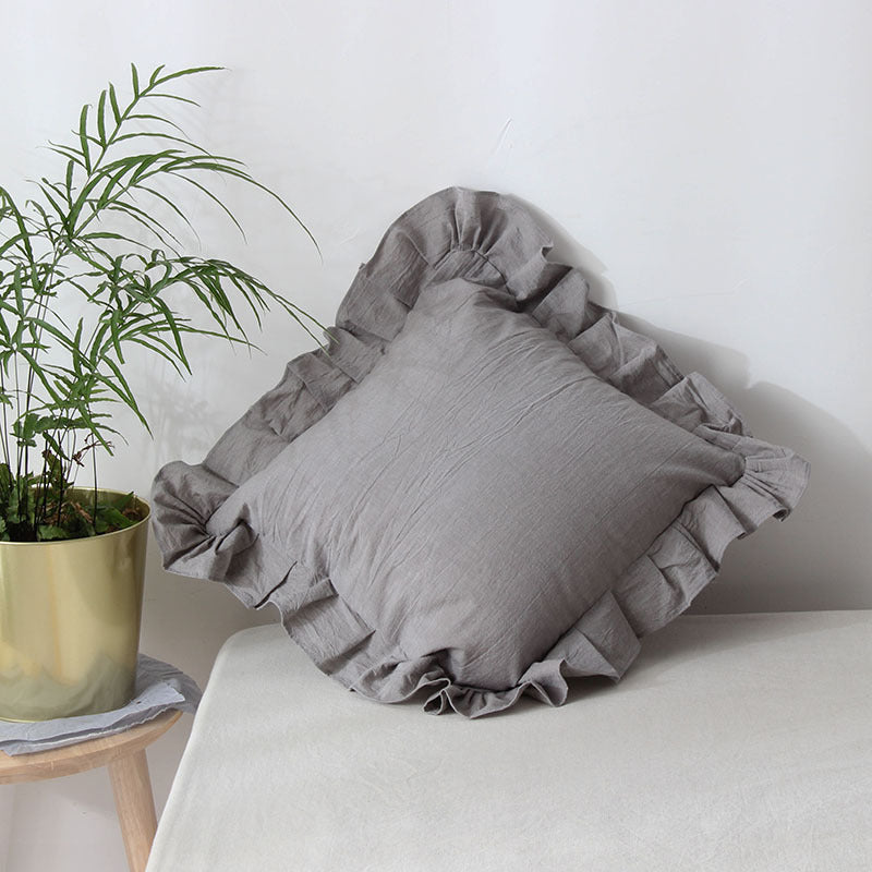 Nordic Style Lotus Leaf Simple Solid Color Pillow Cushion Square