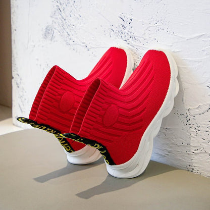 Girls high top casual knit shoes boots cotton boots