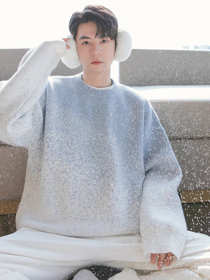Men's Color Gradient Couple Sweater Loose Needle