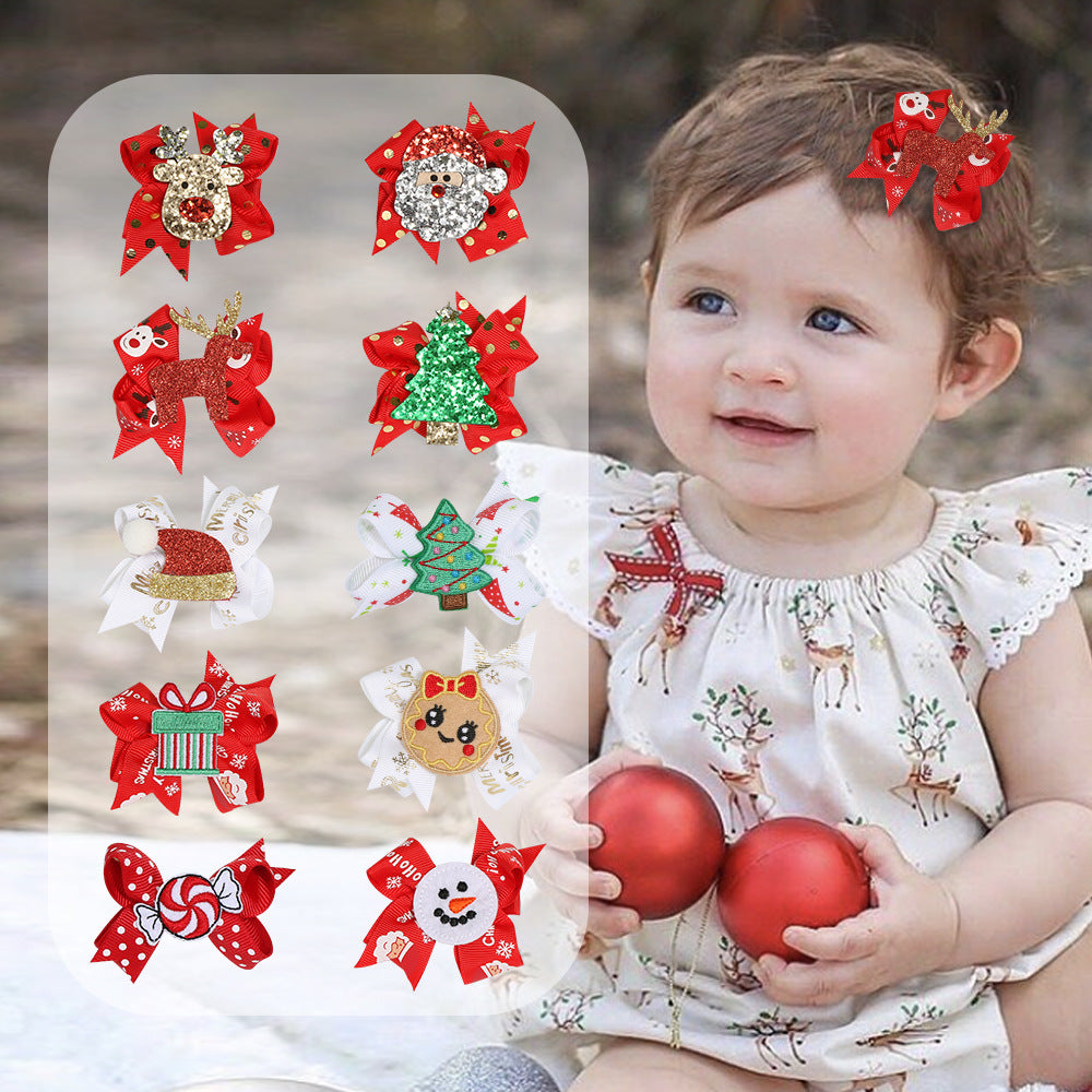 Cute Children's Christmas Tree Bow Hairpin