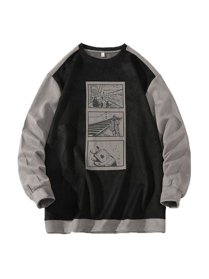 Sweater Men's Fashion Brand Retro Crew Neck Suede