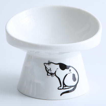 Cat Bowl Ceramic High-foot Oblique Single Bowl