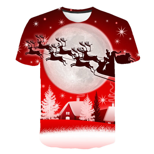 3D Printed Snowman All-match Children's Short Sleeve