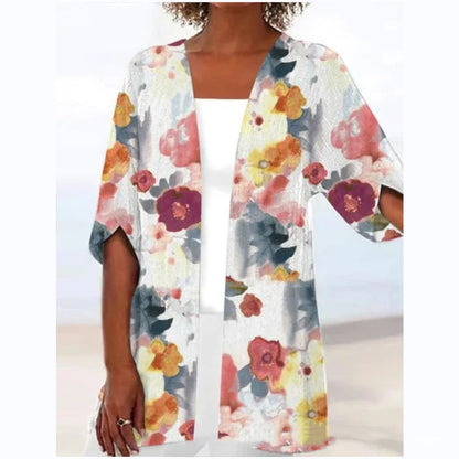 Printed Loose Top Fashion Coat