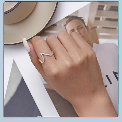 Zircon Wave Ring Light Luxury And Indifferent