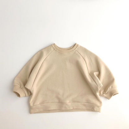 Children's Solid Color Loose Round Neck Sweater
