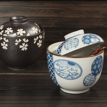 Japanese Ceramic Rice Bowl With Lid Preservation Cup