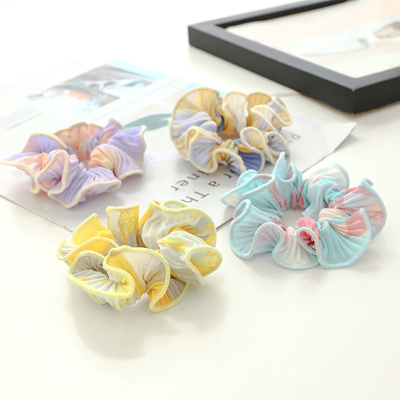 Pleated Color Tie Dye Large Intestine Ring Japanese And Korean Temperament Girl Head Rope Hair Accessories