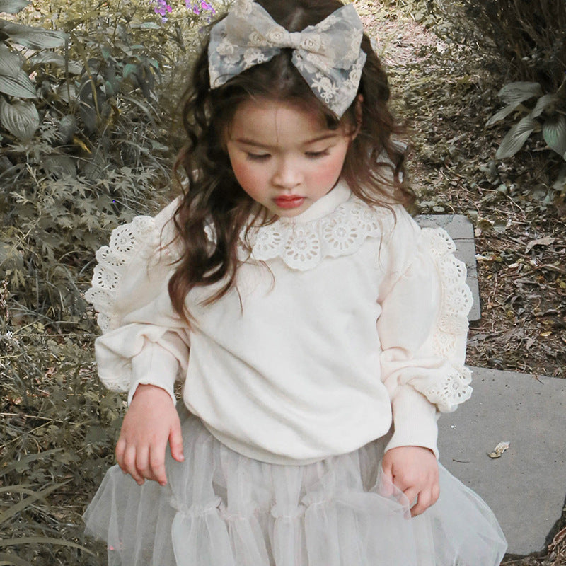 Strawberry Shan Children's Girl Pullover Western Style Lace Loose Pullover Long Sleeve