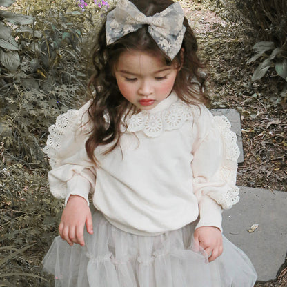 Strawberry Shan Children's Girl Pullover Western Style Lace Loose Pullover Long Sleeve