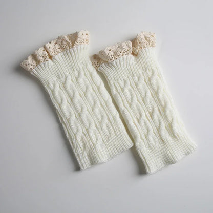 Lace Socks Twist Knit Wool Leg Warmers