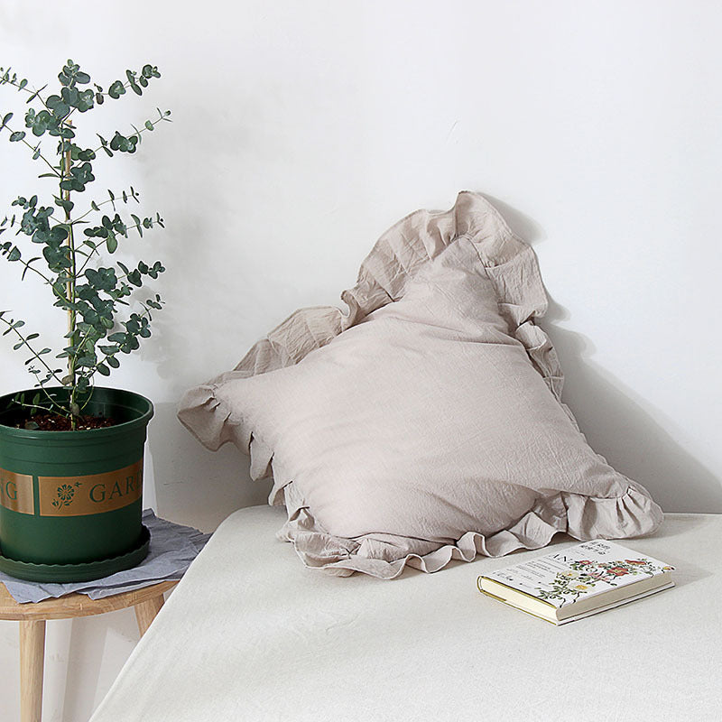 Nordic Style Lotus Leaf Simple Solid Color Pillow Cushion Square
