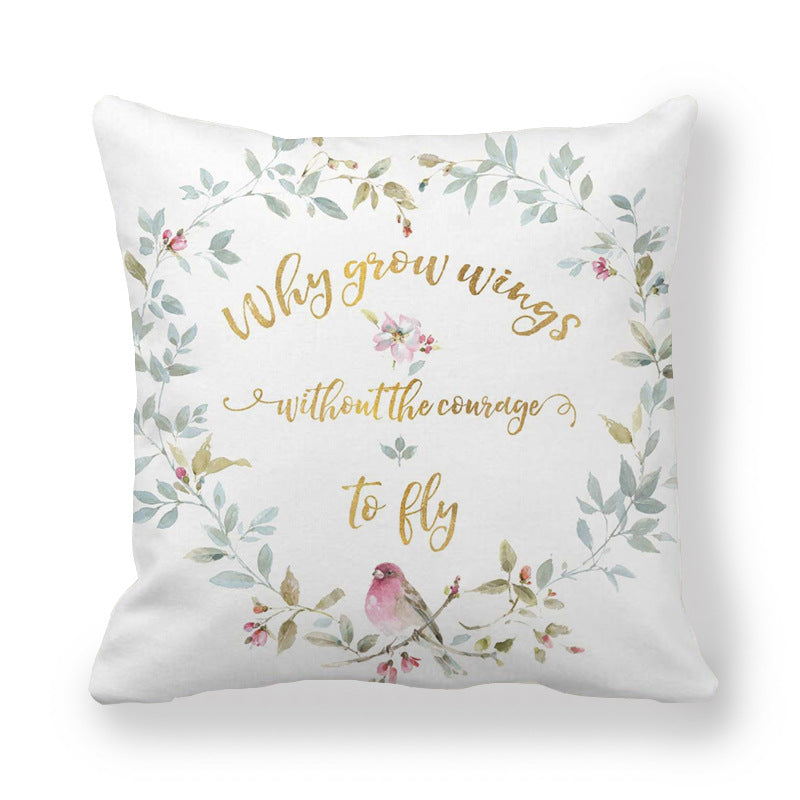 Butterfly Flower Pattern Encrypted Peach Skin Pillowcase
