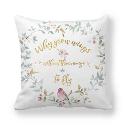 Butterfly Flower Pattern Encrypted Peach Skin Pillowcase