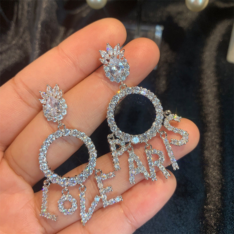 Women's Fashion Tassel Micro Set Zircon Stud Earrings