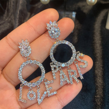 Women's Fashion Tassel Micro Set Zircon Stud Earrings