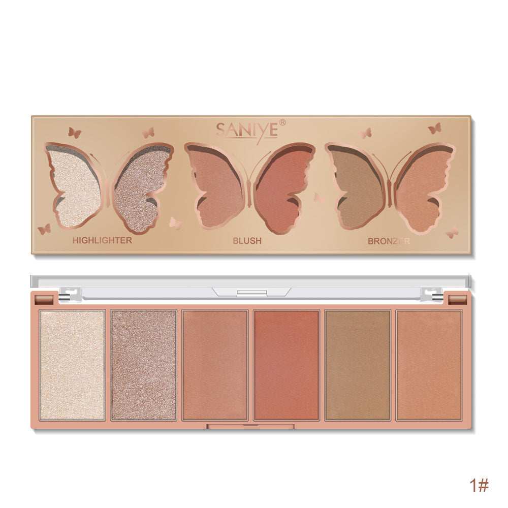 High Gloss Powder Blusher Eye Shadow Three In One Makeup Plate