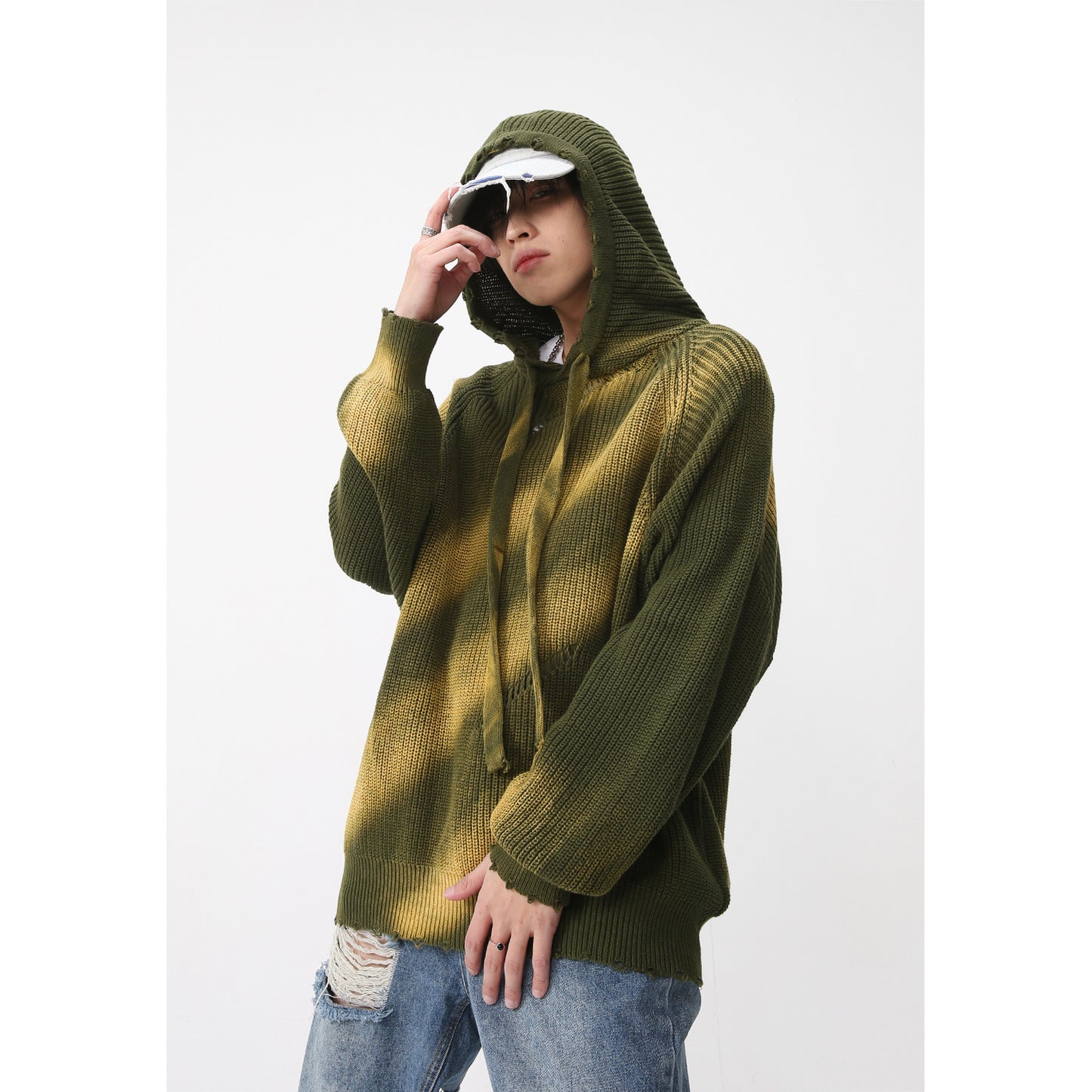 Long Sleeve Hooded Sweater Striped Sweater Personality