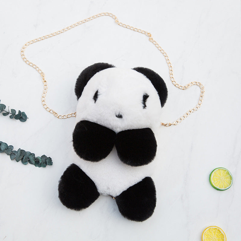 Panda plush diagonal bag