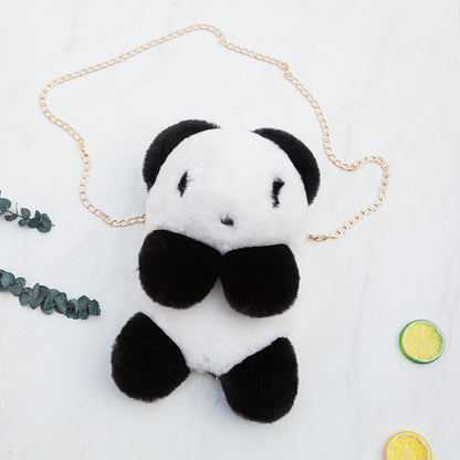 Panda plush diagonal bag