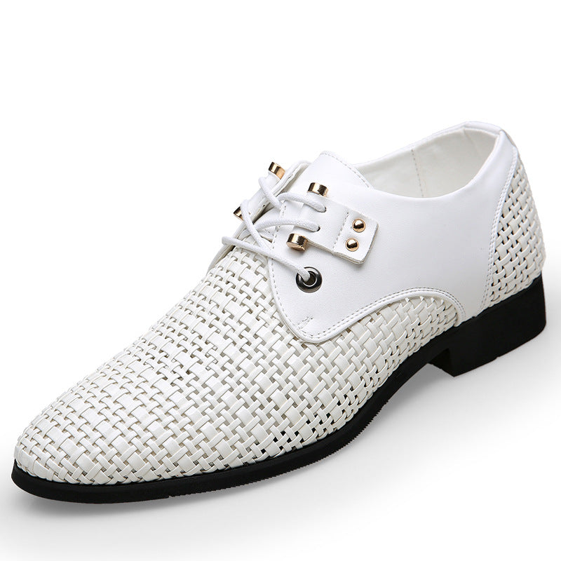 Men's leather shoes hollow