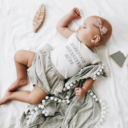 Baby Pure Cotton Padded Ball Edge Blanket Covering