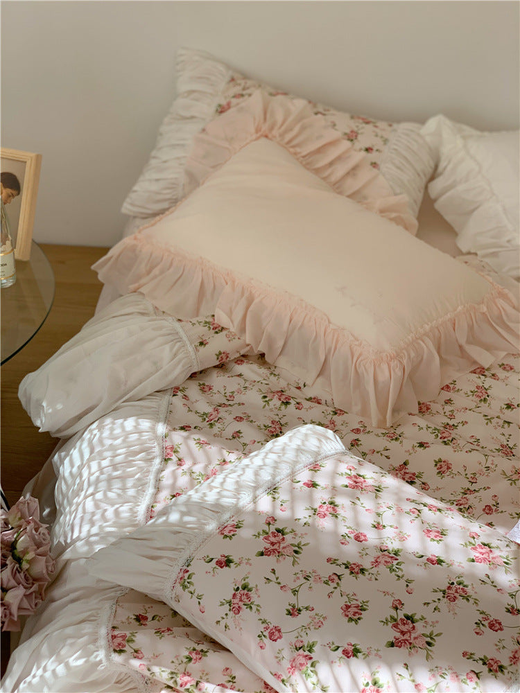 Anna's Rose Garden Ins Retro French Romantic Floral 15 Bed Pure Cotton Four-piece Set