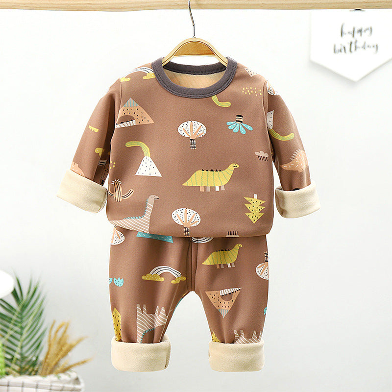 Baby Thickened Warm Autumn Clothes Long Trousers Children's Home Set