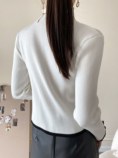 Irregular Edge Design Black Turtleneck Sweaters Women Autumn Winter New Slim Long Sleeve Knitted Pullovers