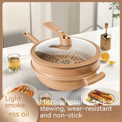 Pottery Clay Micro Pressure Titanium Wok Frying Non-stick Pan Household Coating