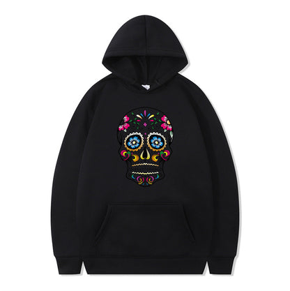 Couple Skull Head Printed Hoodie Sweater