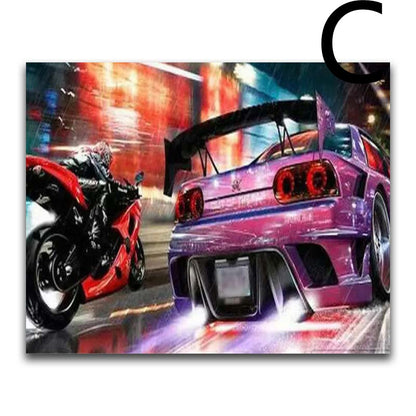5D Diamond Painting Cartoon Car Bus Motorcycle Cross Stitch