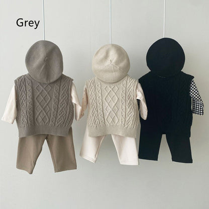 Linen Pattern Sweater Layered Oversized Loose Knit Vest