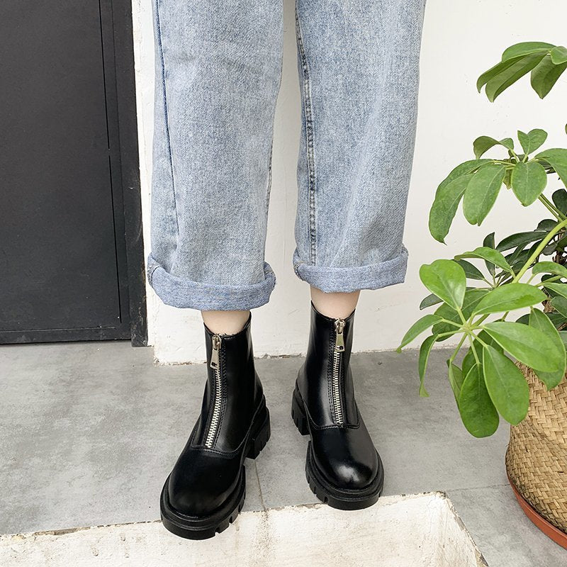 Platform front zipper Martin boots