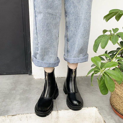 Platform front zipper Martin boots