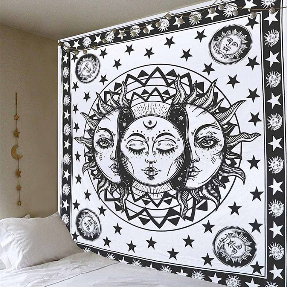 Bedroom decoration background cloth moon and sun print creative tapestry