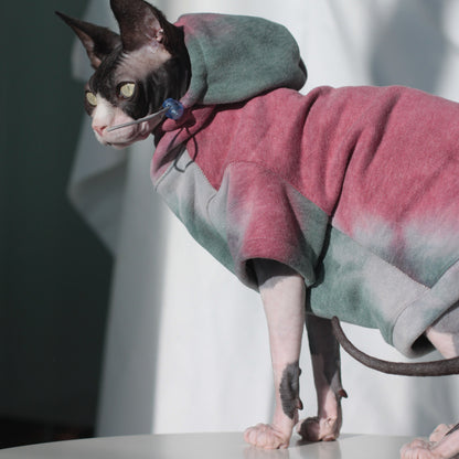 Pet Cats And Dogs Plus Velvet Warmth And Thick Tie-dye Hooded Sweater In Autumn And Winter