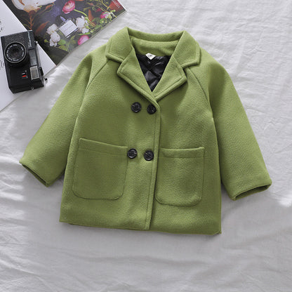 Autumn Winter Boys' Solid Plaid Coat