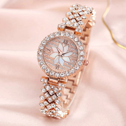 Diamond-embedded Starry Sky Flower Disk Bracelet Watch Women's Suit